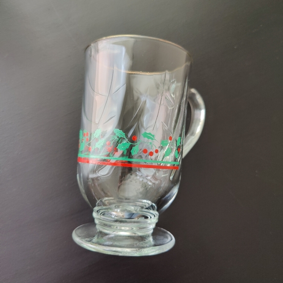 Vintage | Libbey Arby's 1987 Holly Berry glass Irish Coffee mugs with gold trim - Picture 3 of 16